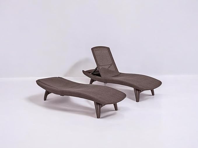 2-Pack All-Weather Grenada Chaise Loungers, Woven Resin (Brown) - Photo 4