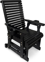 Fortune Candy Wooden Patio Glider for One Person, with High Backrest and Deep Contoured Seat, Solid Fir Wood - Photo 1