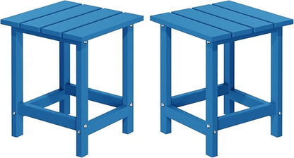 MUCHENGHY Adirondack Outdoor Side Table Set of 2, 14.7" Patio Side Table Weather Resistant, HDPE Outdoor End Tables for Patio, Navy Blue