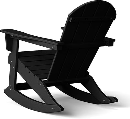 WestinTrends Malibu Outdoor/Patio Poly Adirondack Rocking Chair, Black