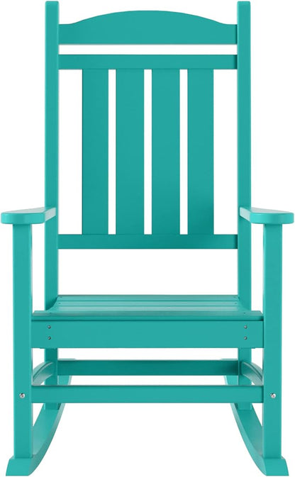 WO Home Furniture Patio Rocking Chair Farmhouse Outdoor HDPE UV Weather Resistant (Turquoise)