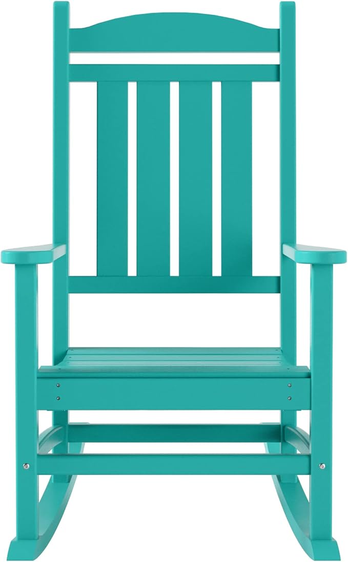 WestinTrends Malibu Malibu Outdoor Patio Porch Rocking Chair with Side Table Set, Turquoise
