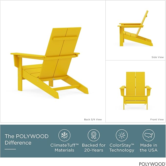 POLYWOOD Contemporary Modern Oversized Adirondack Chair in Lemon