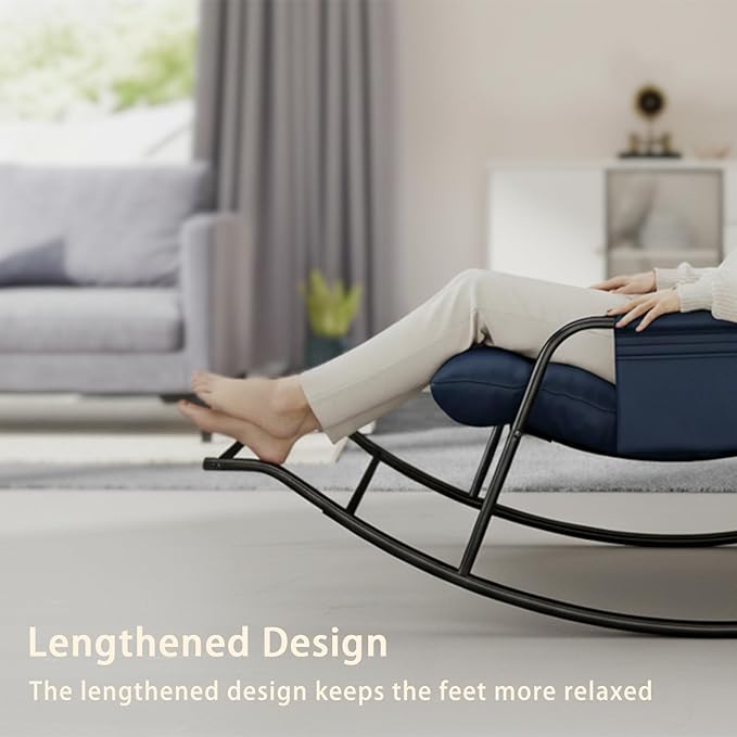 Oversized Indoor Rocking Chair, Plush Papasan Chair with Comfy Padded Cushions & Side Pocket, for Patio Garden, Porch - Photo 9