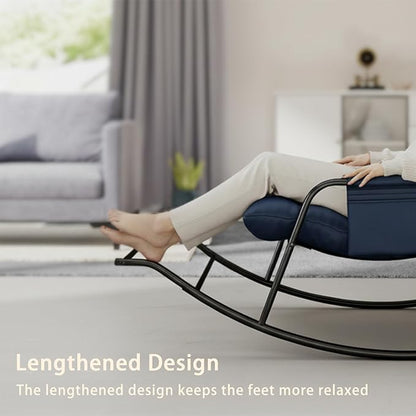 Oversized Indoor Rocking Chair, Plush Papasan Chair with Comfy Padded Cushions & Side Pocket, for Patio Garden, Porch, Lounge, Outdoor, Navy