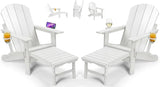 PASAMIC Folding Adirondack Chairs Set of 2 with Retractable Ottoman, 5-Position Adjustable Backrest - Photo 1