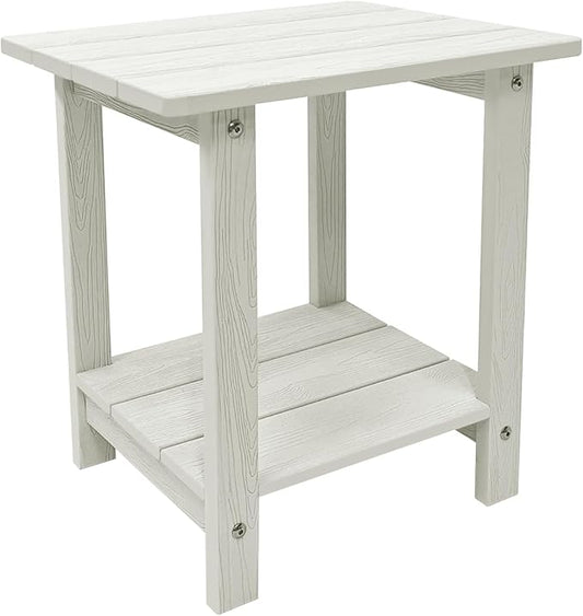 Outdoor Side Table, Weather Resistant Double Small Adirondack Side Table, Outdoor Indoor End Table for Chair, 17" Patio Table for Pool, Deck and Porch, Black (Item2, White)