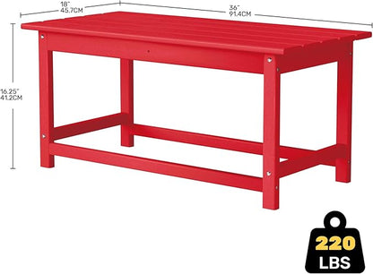 Costaelm Adirondack Conversation Table, HDPE Outdoor Drink Weather Resistant, Outdoor Patio Porch Accent Balcony Table for Pool, Seaside, Backyard, Red