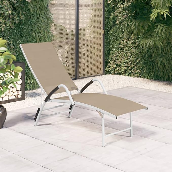 Outdoor Sun Lounger, Extra High Adjustable Recliner with Armrests - Photo 1