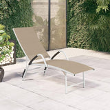 Extra High Cream Adjustable Armrests Sun Lounger Outdoor Textilene Aluminum Frame 76 x 23.8 x 37.8 in Modernes Design - Photo 2