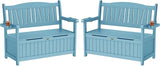 YEFU Outdoor Storage Bench for Patio: Heavy Duty Garden Bench Set of 2 with 96° High Backrest & Oversized Seating - Photo 1