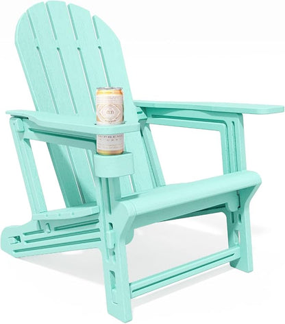 Adirondack Chair, Tool-Free Assembly All-Weather Adirondack Chairs, HDPE Fire Pit Chairs with Cup Holder, Outdoor Chair for Patio Garden (Aruba)