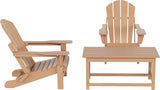WO Home Furniture Adirondack Chairs Table Set of 3 PCS Outdoor Folding Chairs Coffee Table Weather/UV Resistant for Lawn - Photo 3