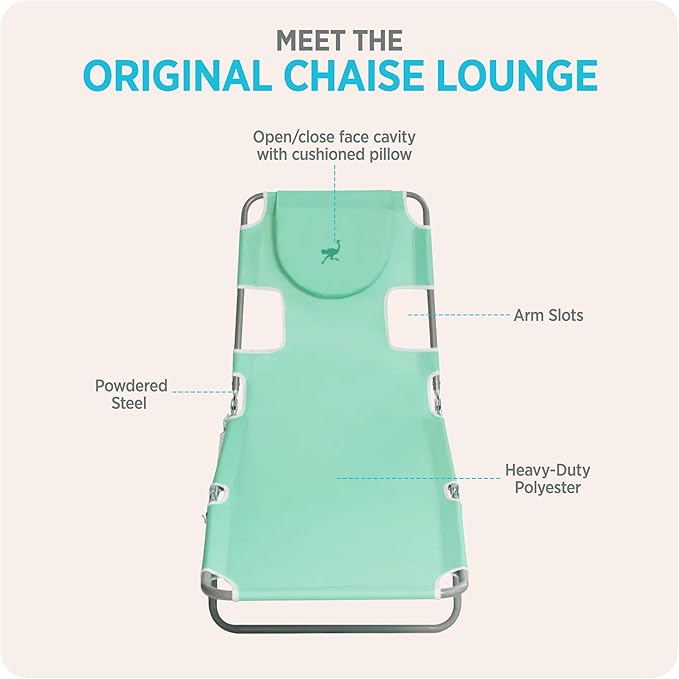 Ostrich the Original Chaise 72 x 22 Inch Lounge Portable Reclining Lounger, Outdoor Patio, Beach, Lawn, Camping - Photo 5