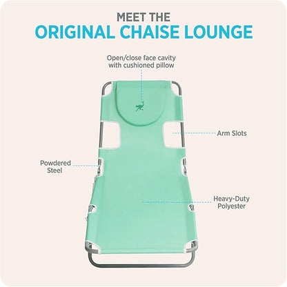 Ostrich the Original Chaise 72 x 22 Inch Lounge Portable Reclining Lounger, Outdoor Patio, Beach, Lawn, Camping, or Pool Tanning Chair, Teal