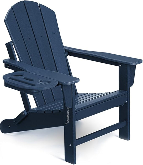 FOOWIN Folding Adirondack Chair, HDPE Adirondack Chairs with Cup Holder - Photo 1