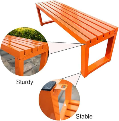 Outdoor Bench,Garden Bench,Stable Metal Legs,2 Seater Patio Benches 880lb Capacity,Park Furniture Seating for Backyard Balcony Lawn Front Porch(Yellow,39.3 Inch)