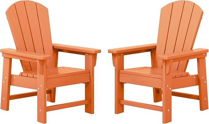 WestinTrends Malibu Kids Outdoor Adirondack Plastic Patio Chair (Set of 2), Orange