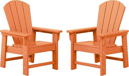 WestinTrends Malibu Kids Outdoor Adirondack Plastic Patio Chair (Set of 2), Orange