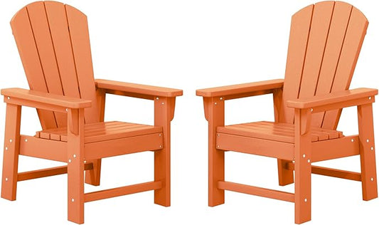 WestinTrends Malibu Kids Outdoor Adirondack Plastic Patio Chair (Set of 2), Orange