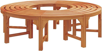 Tree Bench Set 2pcs Natural Solid Eucalyptus Wood Vintage Vibe Garden Patio Bench