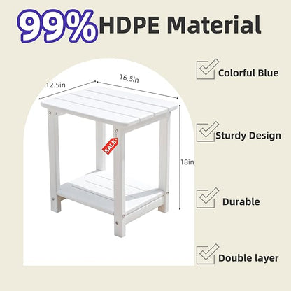 Adirondack Outdoor Side Table Square，2-Tier Patio Side Table with Weatherproof HDPE Material Low Maintenance Furniture for Backyard Poolside Porch Deck Garden