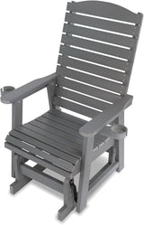 Poly Lumber Patio Glider for One Person, with Cup Holders, High Backrest and Deep Contoured Seat, HIPS Material - Photo 8