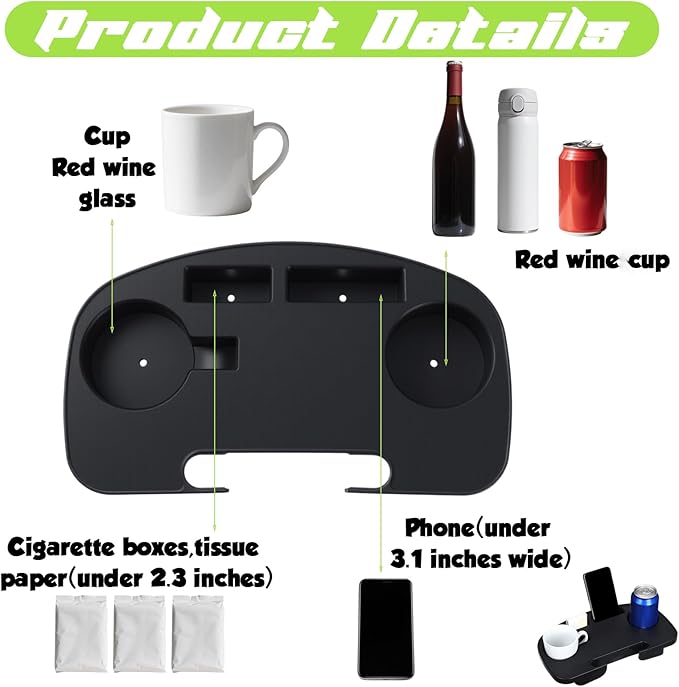 4 Pieces Zero Gravity Chair Tray Beach Chair Cup Holder Attachment Universal Clip on Multifunctional Recliners Table with Mobile Device Slot and Snack Tray/Black