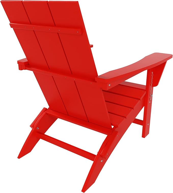 WestinTrends Ashore Modern Outdoor Folding Adirondack Chair (Set of 4), Red