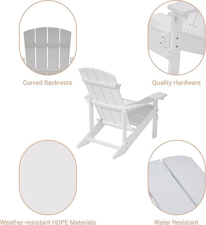 Adirondack Chairs, Plastic Adirondack Chairs Set of 4, All-Weather Resistant, Widely Used in Outdoor, Fire Pit, Deck, Outside, Garden