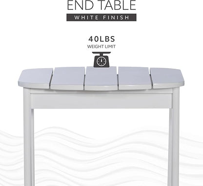 Linon Adirondack, White End Table, 18.5"D x 18.11"W x 18.11"H