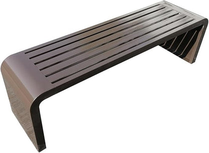 Modern Outdoor Benches Weatherproof Backless Front Porch Bench Metal Garden Benches for Outdoors Sturdy Steel Frame Patio Benches for Outdoors, Backyard, Lawn(Brown,100cm(39.37in))