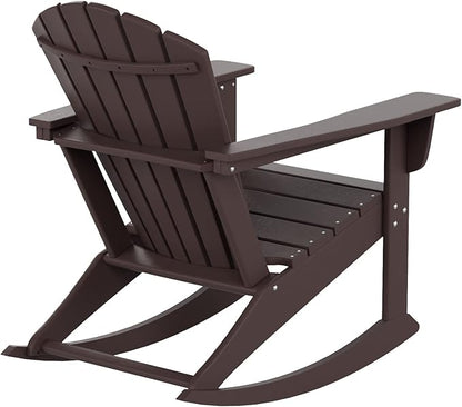 WestinTrends Dylan Outdoor Patio Poly Plastic Adirondack Rocking Chair, Dark Brown