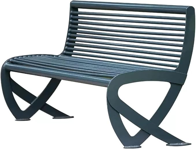 2-3 Seater Metal Garden Bench, All-Weather Park Bench Chair with Backrest, Outdoor Furniture Leisure Porch Seating for Balcony, Backyard, Lawn and Poolside