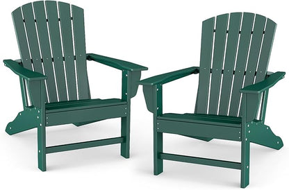 BRIOPAWS Adirondack-Chairs-Set of 2 | Fire Pit Chair | Oversized | HDPE Plastic | Weather Resistant | for Deck Outdoor Poolside Campfire | Forest