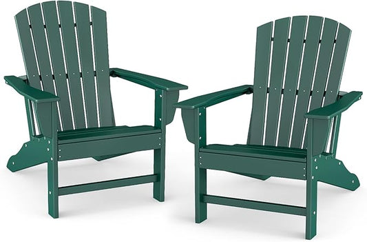 BRIOPAWS Adirondack-Chairs-Set of 2 | Fire Pit Chair | Oversized | HDPE Plastic | Weather Resistant | for Deck Outdoor Poolside Campfire | Forest