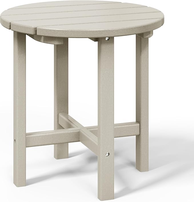 WestinTrends Dylan Adirondack Round Outdoor Side Table, Sand