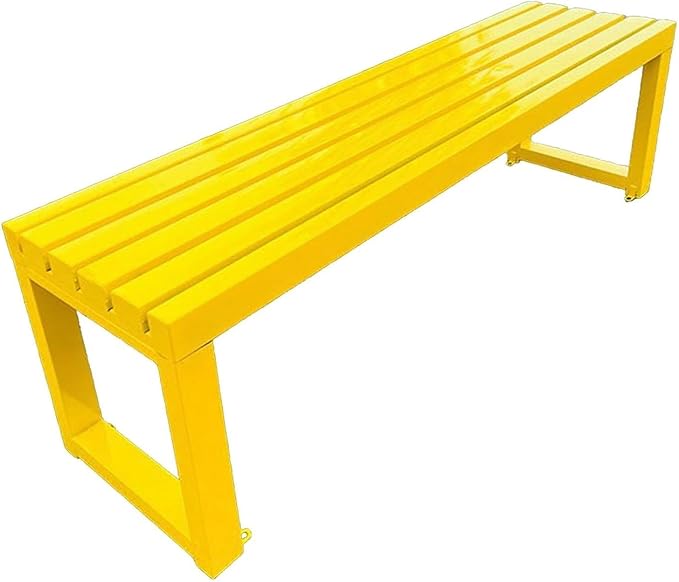Metal Garden Bench, Outdoor Benches Weatherproof, 2-3 Person Park Patio Bench, Front Porch Backless Seat Chair, for Balcony Yard Entryway, Easy Assembly(Yellow,150cm/59in)