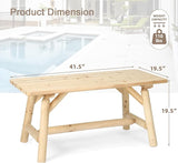 Outdoor Coffee Table, Thick Wooden Patio Adirondack Log Coffee Table with Slatted Tabletop - Photo 3