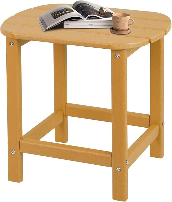 Adirondack Outdoor Side Table - 16.5" Square 2-Tier Patio Table with Weatherproof HDPE Material | All-Weather, Low Maintenance Furniture for Poolside, Porch, Deck