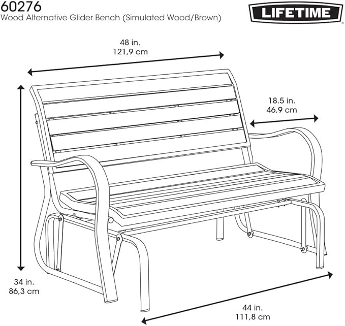 LIFETIME 60276 Glider Bench, Harbor Gray