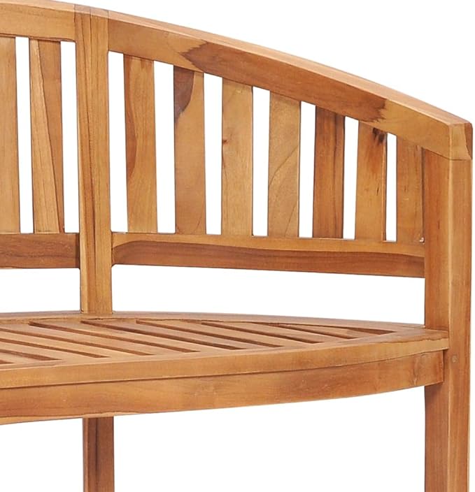 Banana Bench, Garden seat, Vintage Garden Wooden Bench, Bench with backrest and armrests for Patio, Garden, Yard, Lawn,59.4" Solid Teak Wood