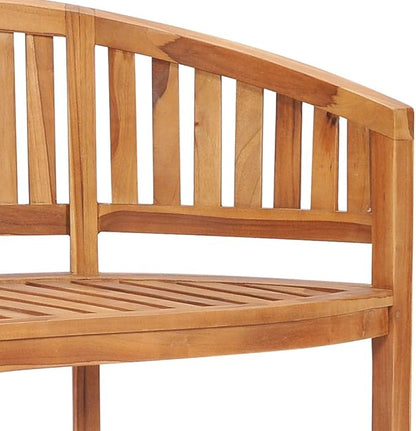 Banana Bench, Garden seat, Vintage Garden Wooden Bench, Bench with backrest and armrests for Patio, Garden, Yard, Lawn,59.4" Solid Teak Wood