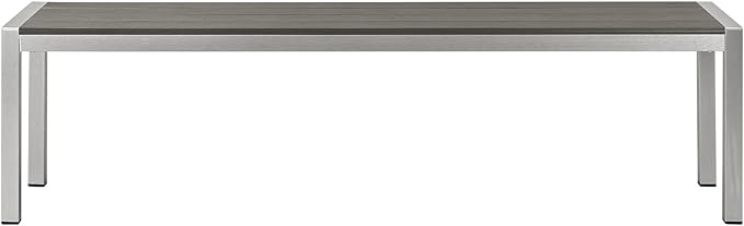 Modway Shore Aluminum Outdoor Patio Bench in Silver Gray - Photo 4