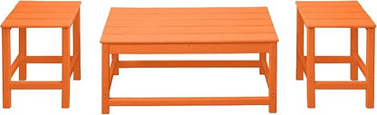 WestinTrends Malibu 3-Piece Set Outdoor Coffee and Side Table for Adirondack Chair, Orange