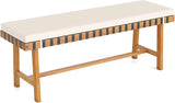Tangkula Acacia Wood Outdoor Bench with Padded Cushion, 48" Long Dining Bench with Washable Zippered Cover - Photo 1