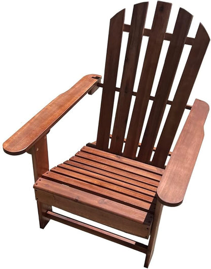 Solid Acacia Wood Adirondack Chair with Footstool Ottoman Accent Furniture for Yard,Patio,Garden,Lawn w/Natural Finish