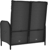 Reclining Patio Bench with Cushions 42.1" Poly Rattan Black Garden Bench Porch Bench Deck Bench Outdoor Bench for patios - Photo 6