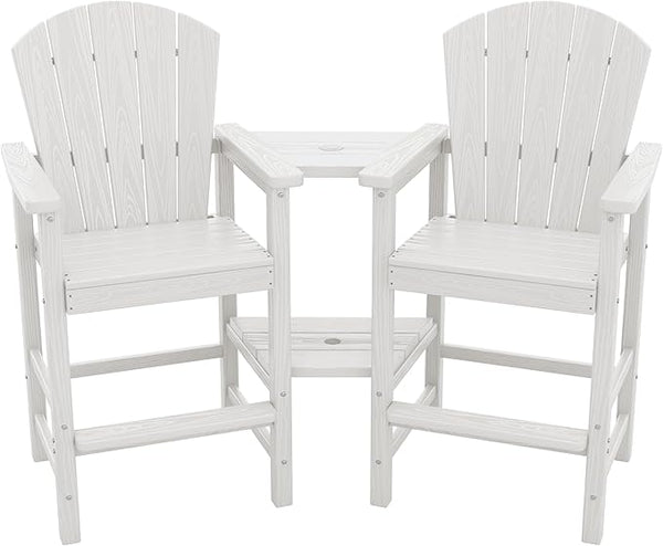 SERWALL Tall Adirondack Chairs Set of 2 with Double Layer Connecting Tray, HDPE Bar Height Outdoor Chairs - Photo 1