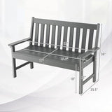 Giantex Outdoor Bench, 52-Inch Outside Bench All-Weather HDPE Park Bench with Backrest and Armrests - Photo 3